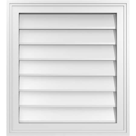 Ekena Millwork Vertical Surface Mount PVC Gable Vnt: Non-Functional, w/2"W x 1-1/2"H, Brickmould Frame, 20"W x 22"H GVPVE20X2202SN